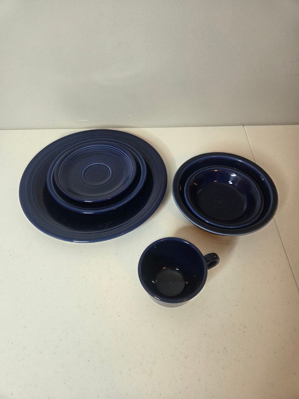 Fiestaware Cobalt Blue 6‑Piece Place Setting Dinnerware Plate Cup Saucer